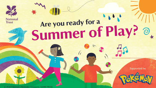 Summer of Play 2026 creative illustration showing Summer of Play is working in partnership with Pokémon.